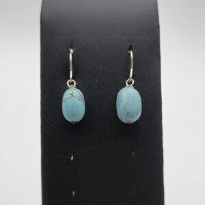 Sterling Silver Handmade Howlite Stone Dangle Earrings A3694